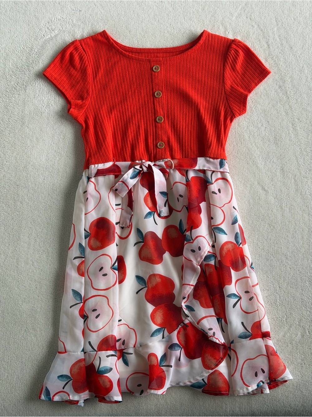 ADORABLE RED APPLE wonder nation Red Rib-Knit Top with Girls Dress Size 6-6x